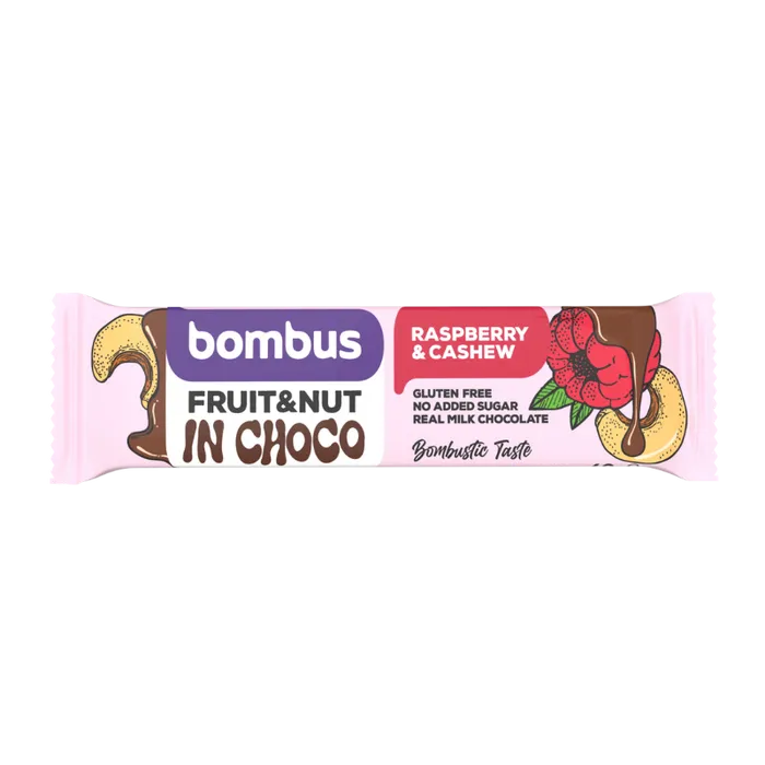 Bombus Tyčinka Fruit & Nut Bar Malina a kešu 40 g
